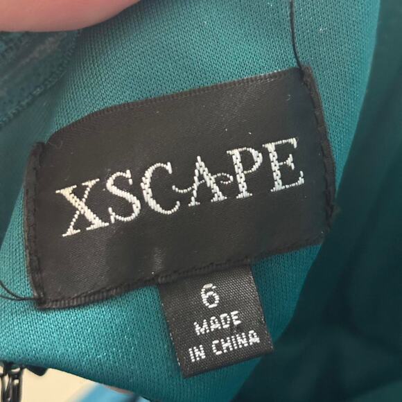 Xscape Teal Beaded Halter Evening Gown – Size 6 - Picture 7 of 8